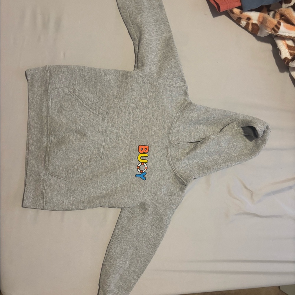 Kids Gray Hoodie with Colorful 'BUGY' Logo